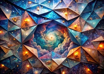 Celestial Tapestry: Starry sky, folded paper, cosmic patterns, ethereal serenity