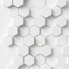 A modern hexagonal pattern in clean white, ideal for backgrounds or design projects requiring a sleek and simple aesthetic.