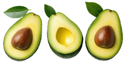 PNG Halves of fresh ripe avocado with seeds