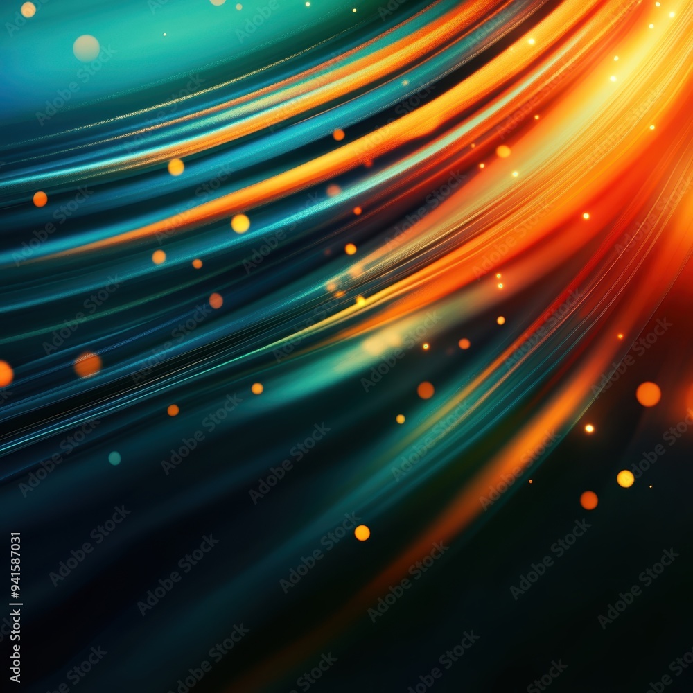Poster a vibrant abstract background featuring flowing lines and luminous particles, perfect for creative p