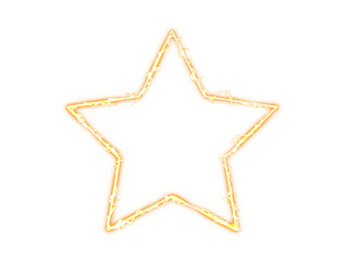 Star shape frame glowing orange electric arc effect border transparent background image 