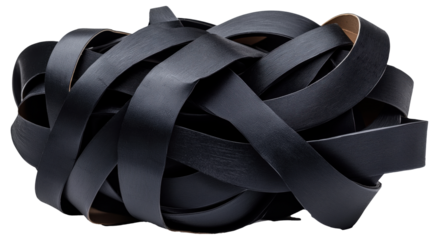 PNG Black leather straps tangled together