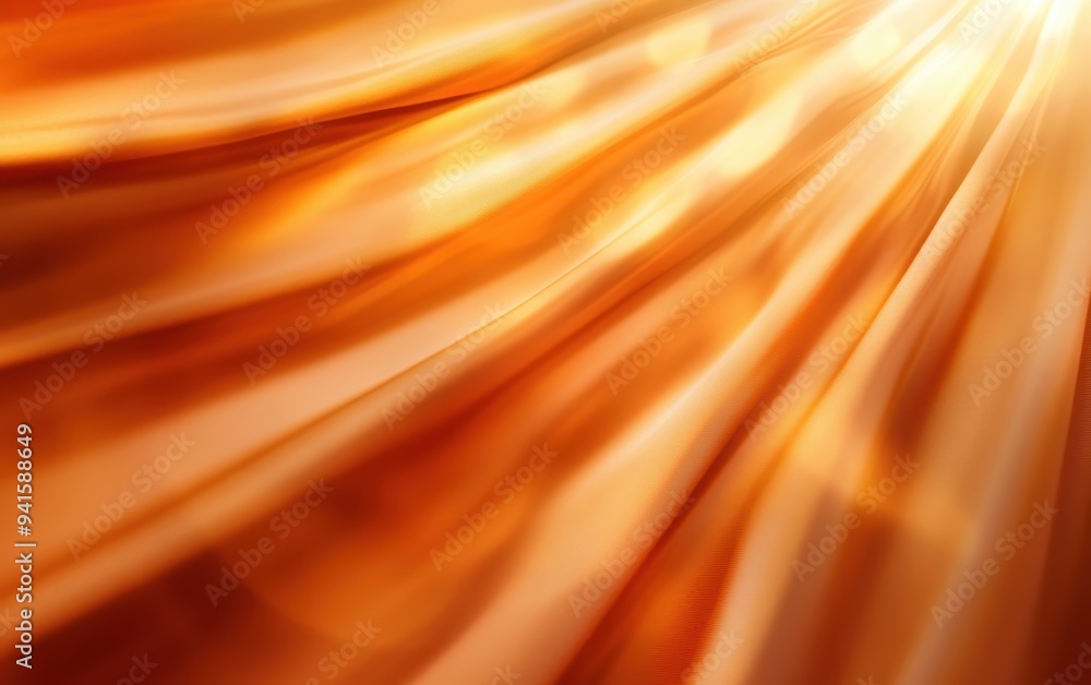 Poster a vibrant orange fabric flowing gracefully in soft waves, capturing light and creating a warm and in
