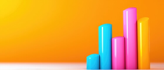 Obraz premium Colorful bar chart on a vibrant background, representing growth and analytics in a modern business context.