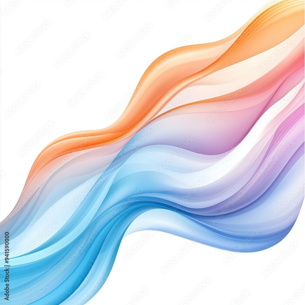 Poster vibrant wave design showcasing fluid motion with soft colors, perfect for backgrounds or creative pr