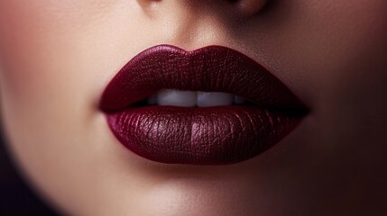 Fototapeta premium A woman's lips are painted with a bright red lipstick