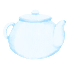Watercolor tea pot, breakfast