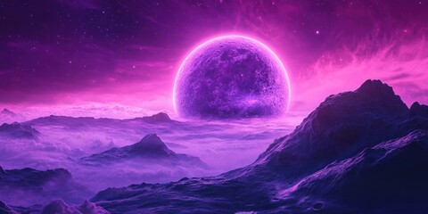 Galactic Cosmic Scene with Glowing Planet