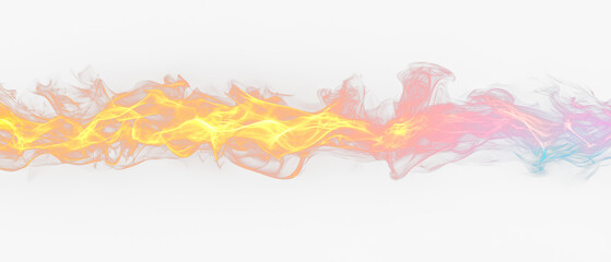 Obraz premium Wave of colorful flames isolate on transparent background, blending orange, pink, and purple hues, cutout, png