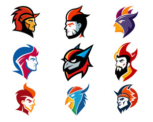 Man vector head people symbols Brain Creative mind, design icon logo colors.