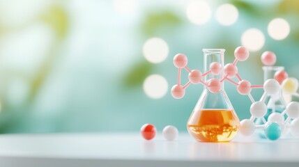 A lab bench with various molecular models arranged in a visually appealing pattern, illustrating the diverse nature of molecular structures.