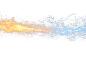 Dynamic clash of fire and ice isolate on transparent background, cutout, png