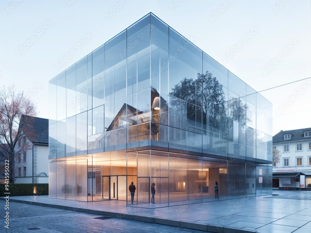 Poster exterior rendering of a moder office building project