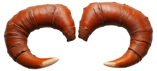 PNG Two brown animal horns with curved shapes