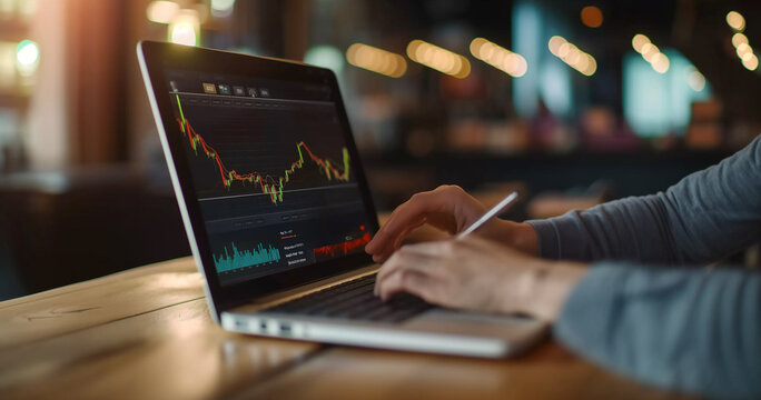usiness team analyzing income charts and graphs, Business team working on computer with holographic graphs and stock market statistics gain profits.