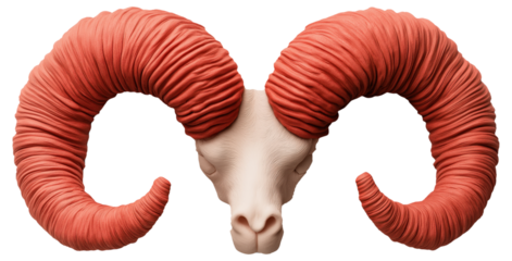 PNG Ram skull with large curled orange horns