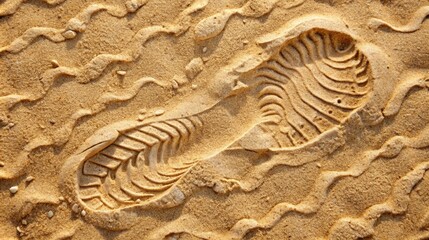 Shoe imprint on sandy background without any text