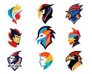 Man vector head people symbols Brain Creative mind, design icon logo colors.