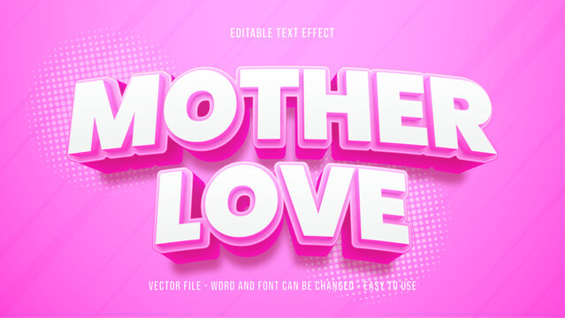 Mothers love editable text effect, pink text style