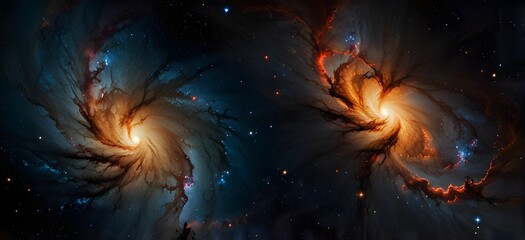 Fiery stars merge in a breathtaking galaxy light dance