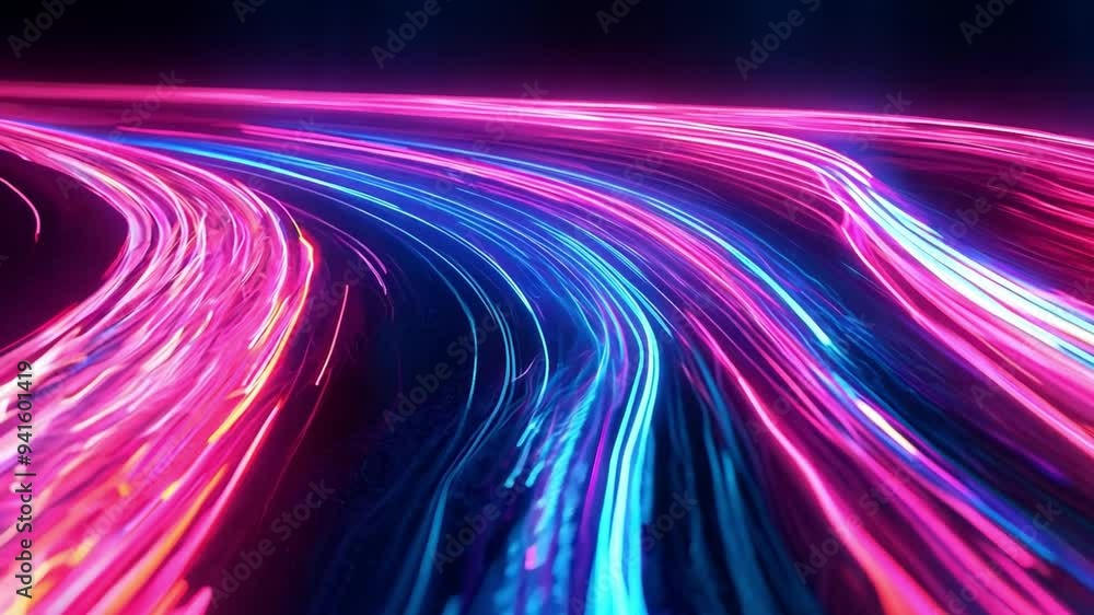 Poster colorful light trails weave through the darkness, creating a mesmerizing display of movement in a bu