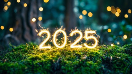 2025 written with sparkling letters, light background, happy new year 2025 concept
