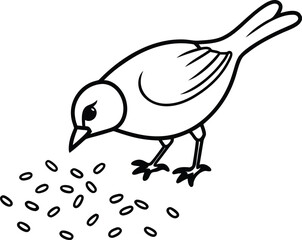 Charming small-bird line art for kids coloring book with easy and cute illustrations
