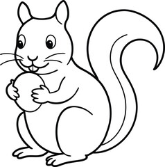 Fun and simple squirrel illustration for kids to color in their coloring book making creative playtime delightful
