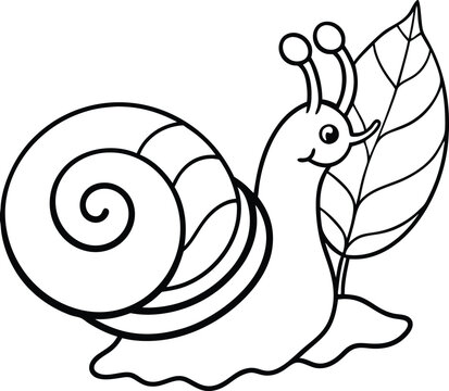 recommend clip art: Delightful snail line art for kids coloring books captures a charming snail with easy outlines ideal for young artists to fill with colors
                    
                    