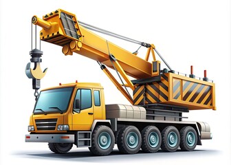 Fototapeta premium Construction Colossus: Large mobile crane icon with construction equipment details, showcasing power and efficiency.