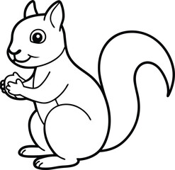 Adorable squirrel line art perfect for kids to color and enjoy creative fun with forest animals in their coloring book
