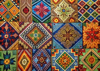 Contemporary Batik: Wax-resist dyeing, vibrant colors, modern motifs, geometric