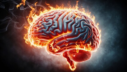 Human brain ablaze with fiery intensity