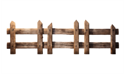 Wooden Fence isolated on transparent png background