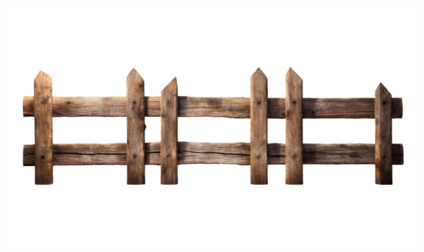 Wooden Fence isolated on transparent png background