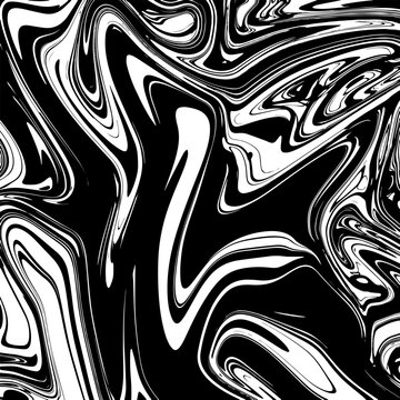Liquid Marbling black and white effect background. Monochrome abstract suminagashi style vector background.
