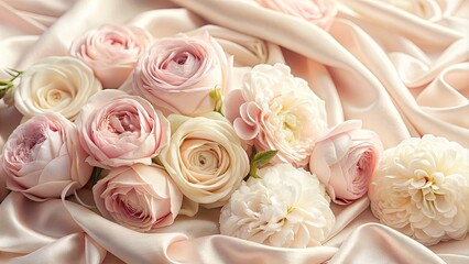 Obraz premium Creamy Harmony: Ivory, soft pink, smooth, velvety, decadent, indulgent, tranquil, mellow, ethereal