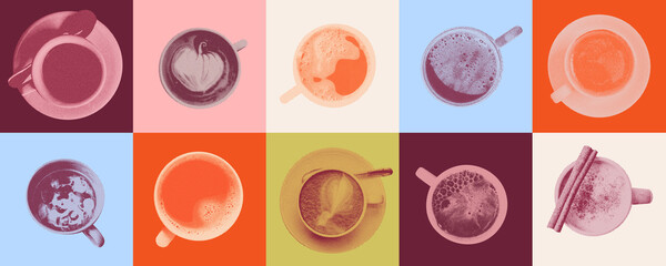 Contemporary art collage. Modern art collage coffee