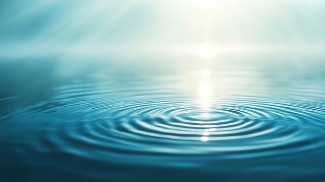 A serene water ripple scene illuminated by soft sunlight, creating a calm and tranquil atmosphere perfect for relaxation.