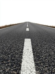 Obraz premium Empty Roadway with White Line and Grass