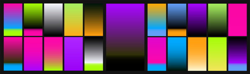 Naklejka premium Acid chrome gradient swatches in holographic vibrant colors for art and design.