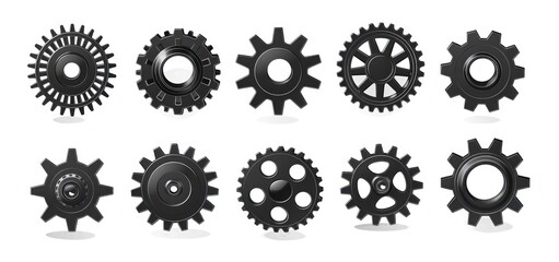 Obraz premium Black Cogwheels - Set of Gears