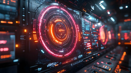 Fototapeta premium Futuristic Interface with Glowing Lights - 3D Illustration