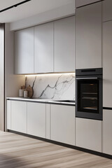 Fototapeta premium Modern kitchen interior with furniture in a minimalist style