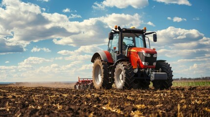 Fototapeta premium Agricultural machinery working in a farm, suitable for rural or country-themed projects
