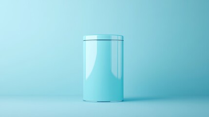 Minimalist 3D Bathroom Trash Bin Icon on Light Blue Background