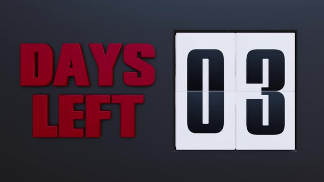 3 Days Left. 3 days to go Flip Countdown Timer. Deadline Reminder Animation. Number of days left until special events. Streamlabs OBS Overlay.	
