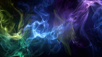 Fototapeta premium Abstract Colorful Smoke Swirls on Black Background.