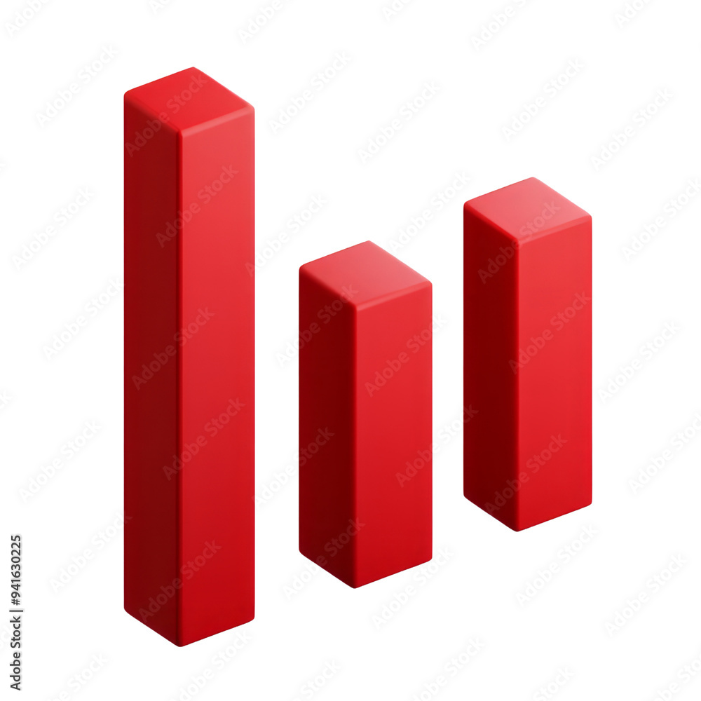 Poster red chart 3d render icon isolated on transparent background cutout