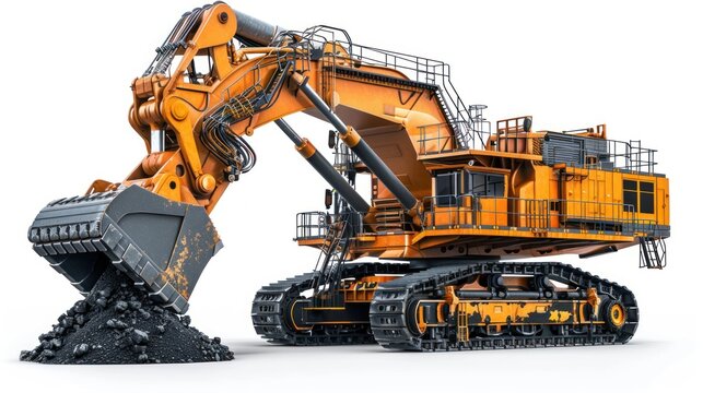 Dragline Excavator on white background